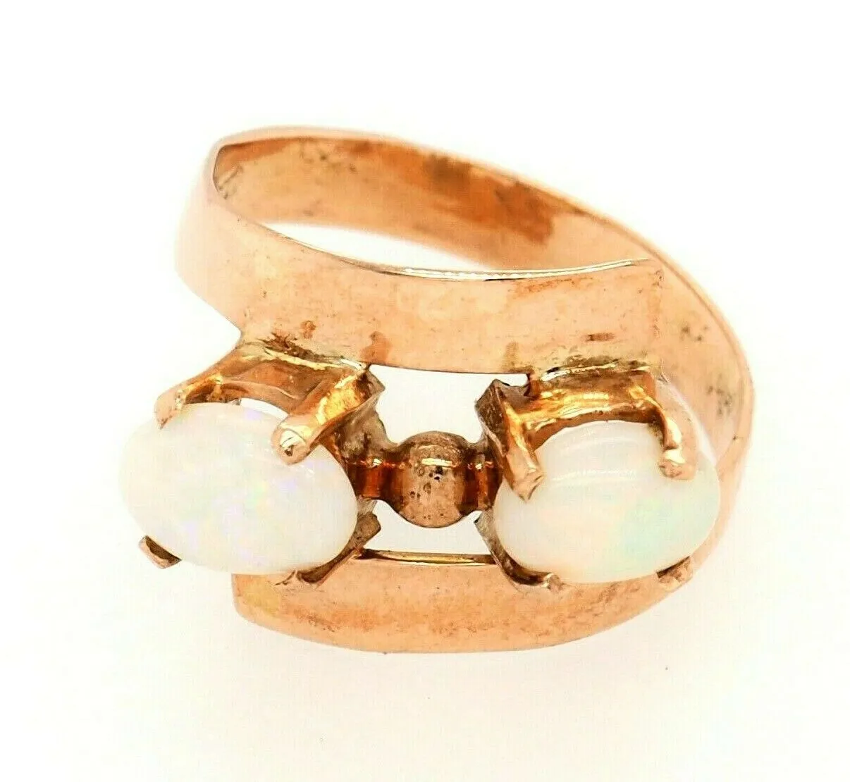 Handmade Light Opal Dress Ring 9ct Yellow Gold Fine Jewellery Band Size N