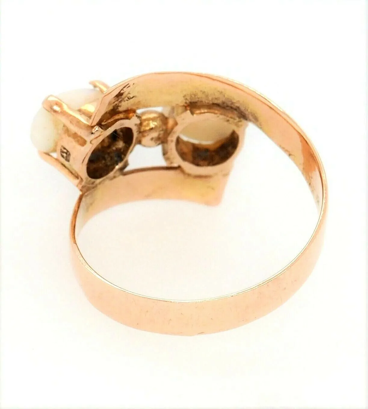 Handmade Light Opal Dress Ring 9ct Yellow Gold Fine Jewellery Band Size N
