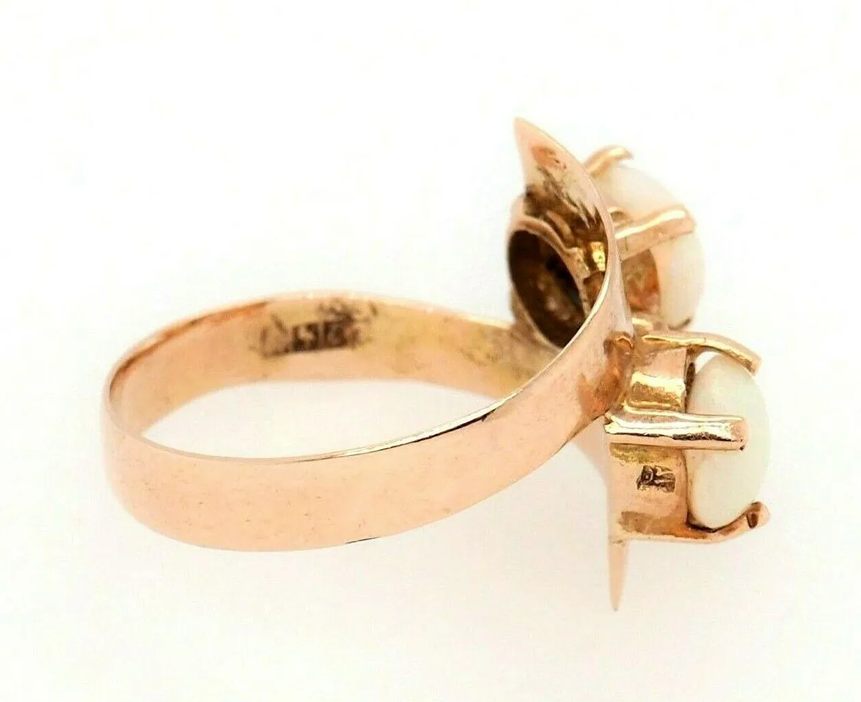 Handmade Light Opal Dress Ring 9ct Yellow Gold Fine Jewellery Band Size N