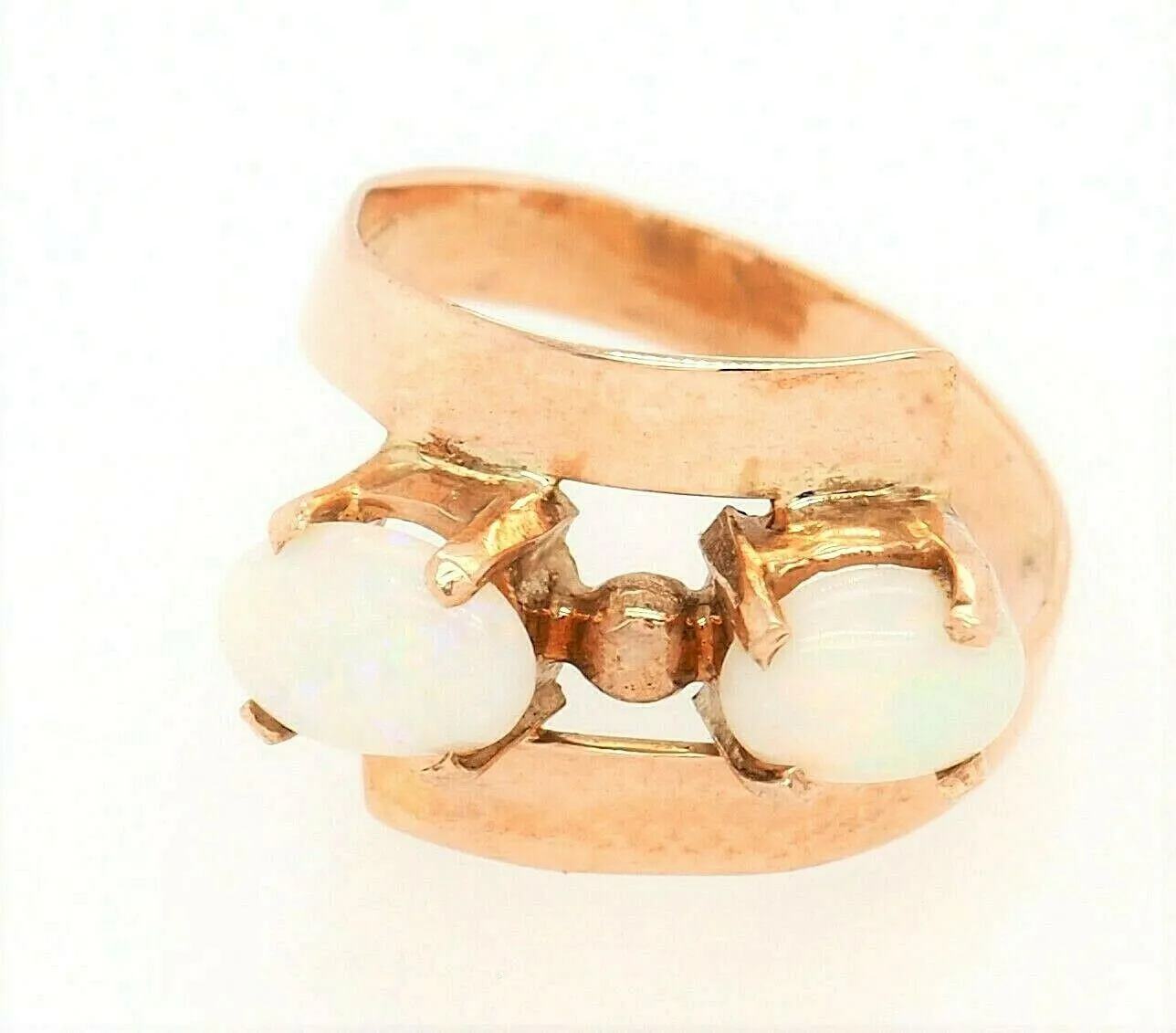 Handmade Light Opal Dress Ring 9ct Yellow Gold Fine Jewellery Band Size N