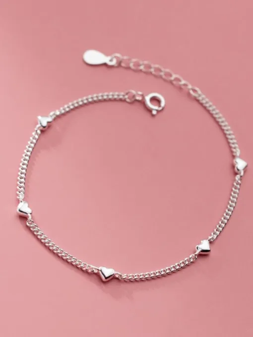 Heart Bracelet 925 Sterling Silver Dainty Little Heart Vintage Girl Waterproof Bracelet