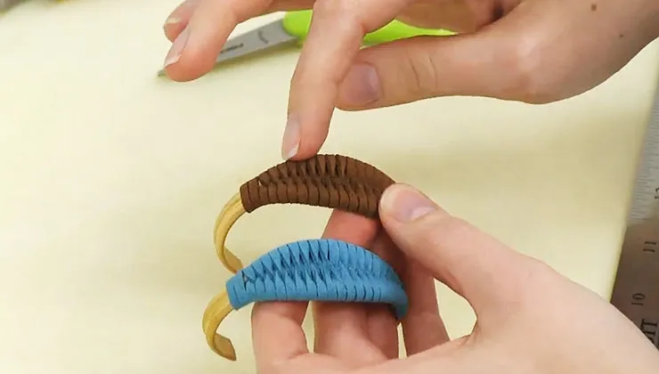 How to Weave Ultra Suede Cord onto a Brass Cuff