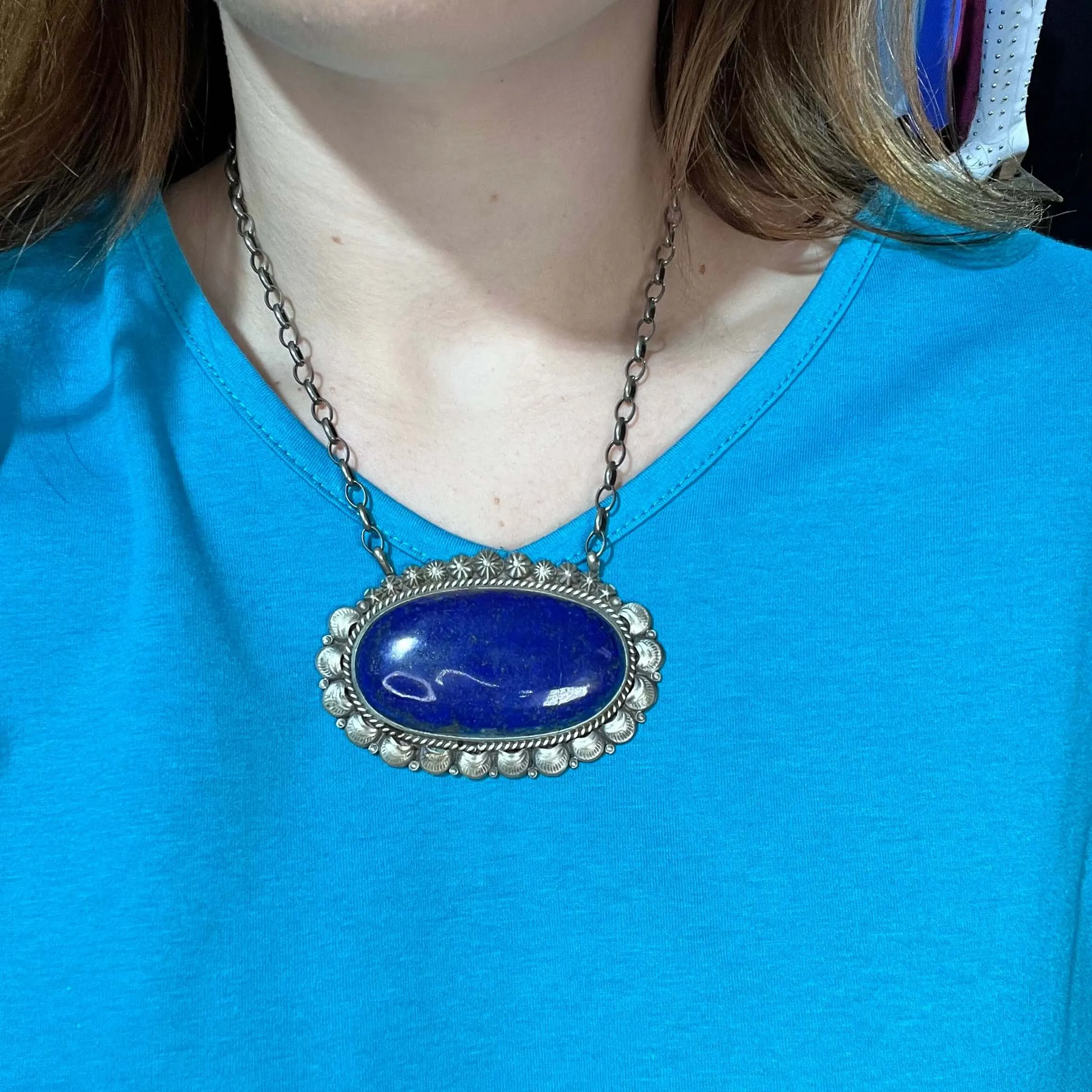 Huge Lapis Starburst Chain Genuine Necklace