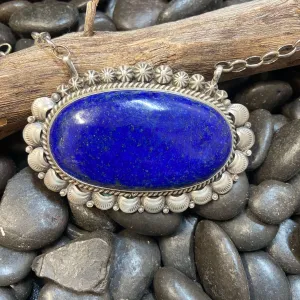 Huge Lapis Starburst Chain Genuine Necklace