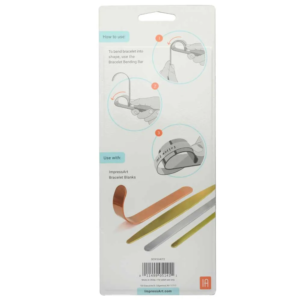 ImpressArt Bracelet Bending Bar Kit, Includes Bar and 4(1/4") & 4(3/8") Blank Strips