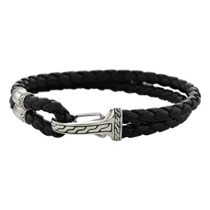 John Hardy Sterling Silver Double Row Leather Bracelet