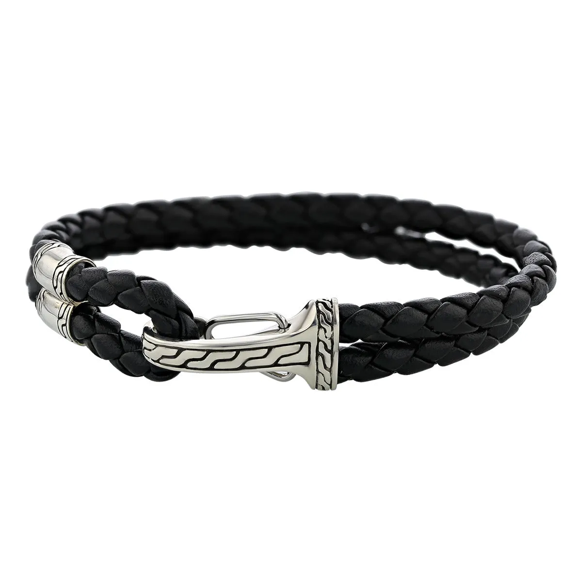 John Hardy Sterling Silver Double Row Leather Bracelet