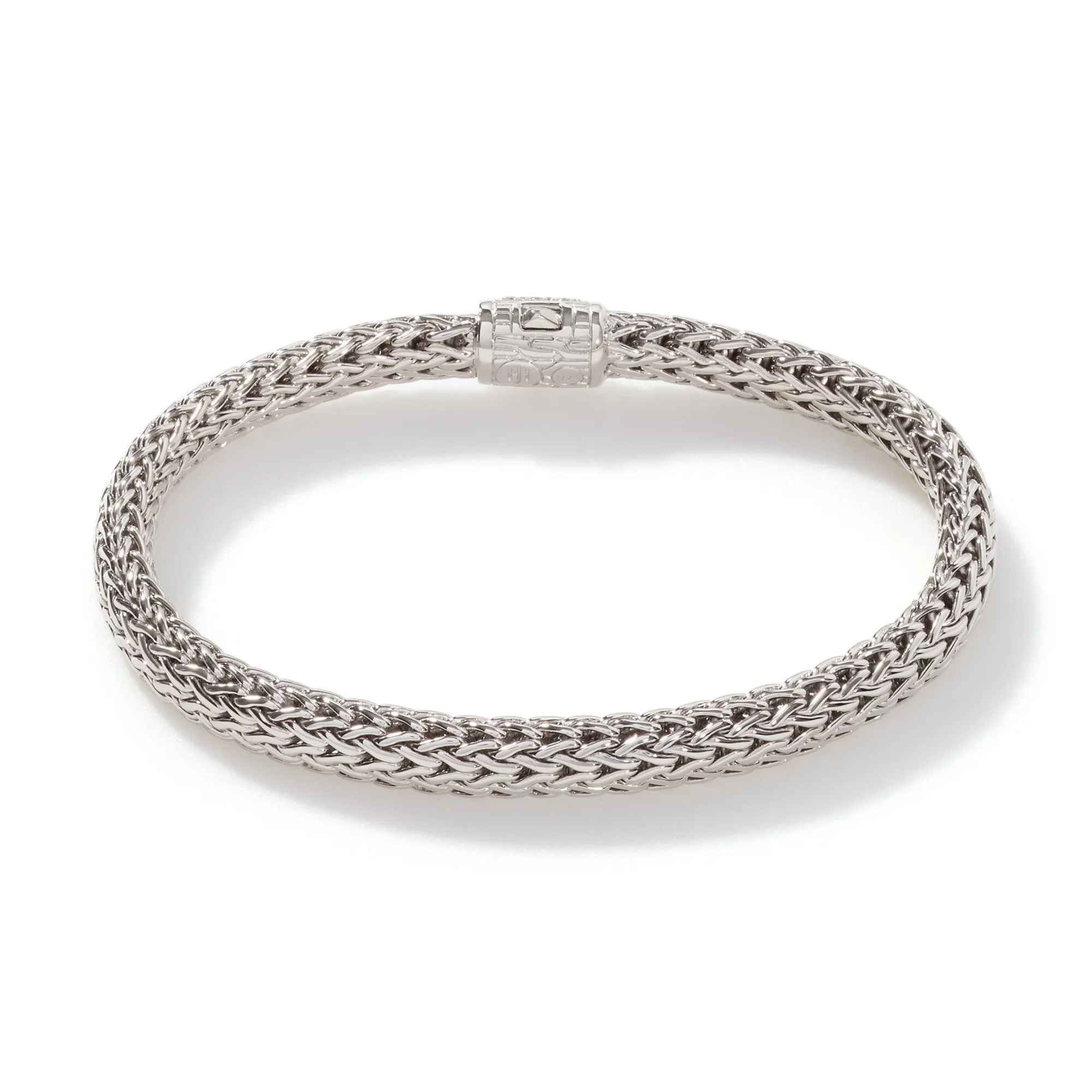 JOHN HARDY STERLING SILVER ICON BRACELET WITH PAVE DIAMOND CLASP