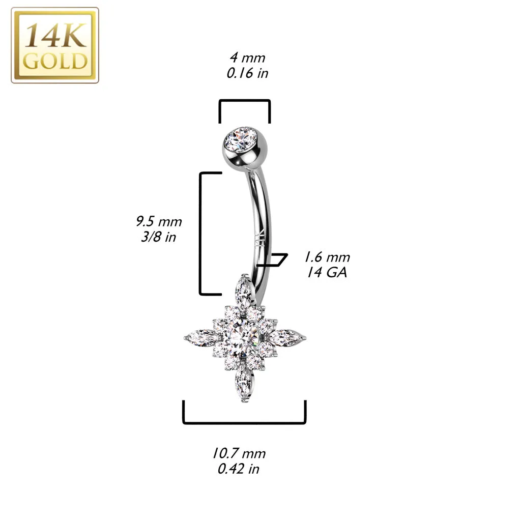 Joya Opal Belly Button Ring in 14K White Gold