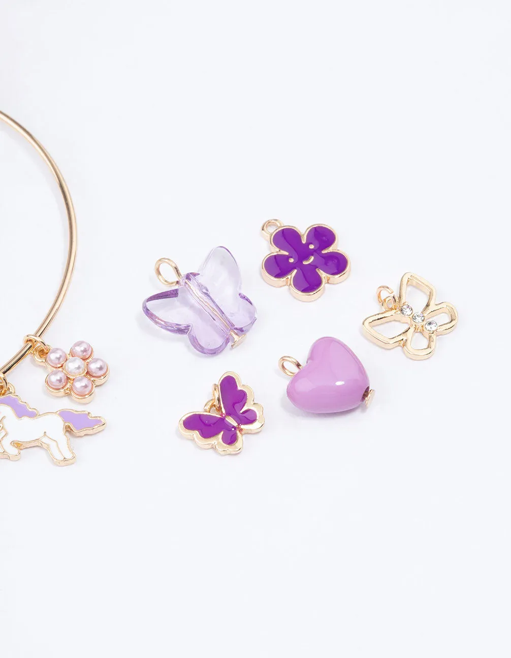 Kids Gold DIY Unicorn & Heart Charm Bracelet