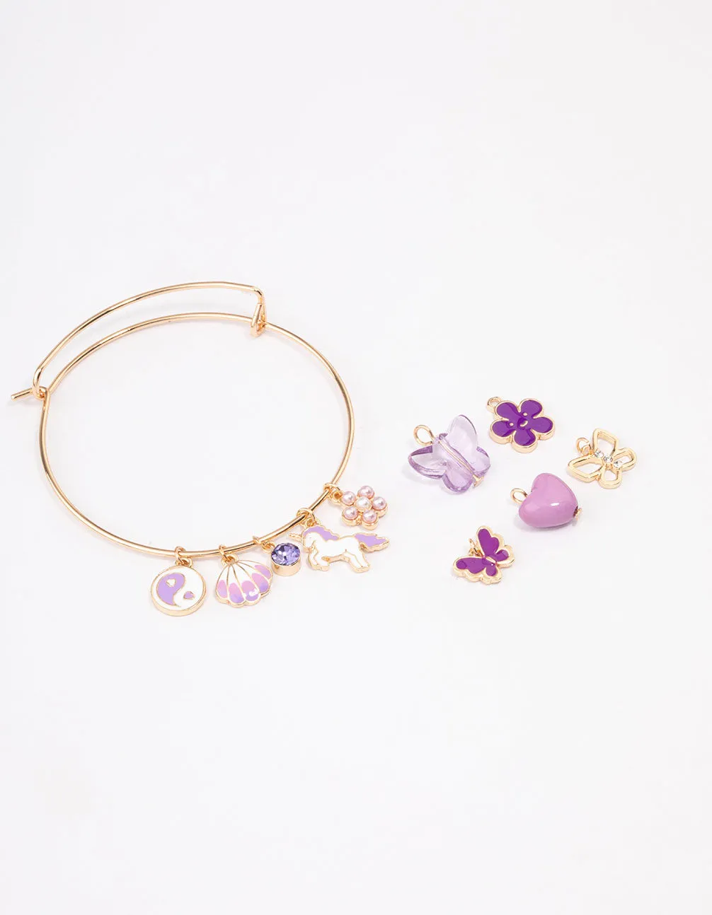 Kids Gold DIY Unicorn & Heart Charm Bracelet