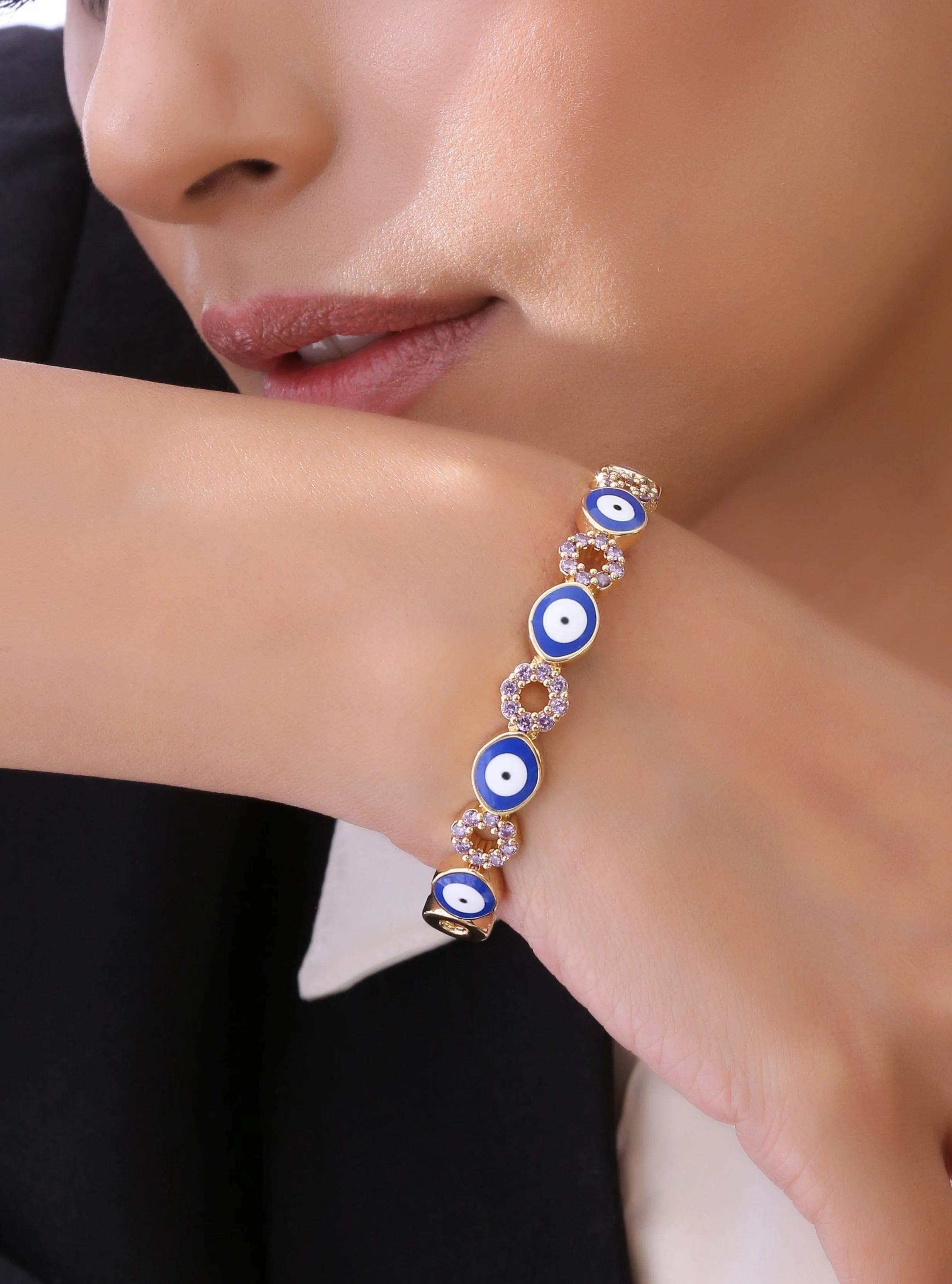 Klissaa Oval Eye Nazar Cuff Bangle