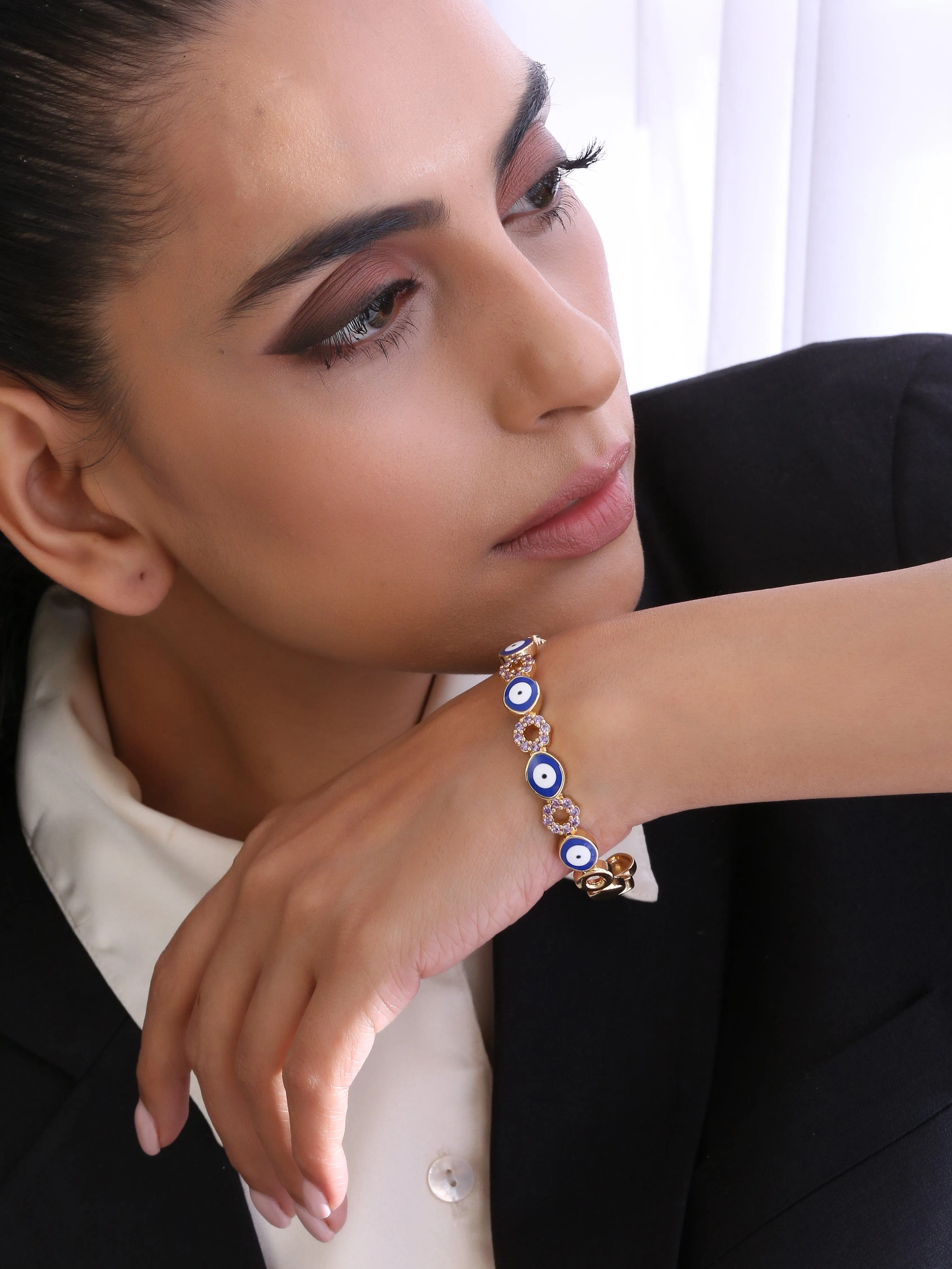 Klissaa Oval Eye Nazar Cuff Bangle