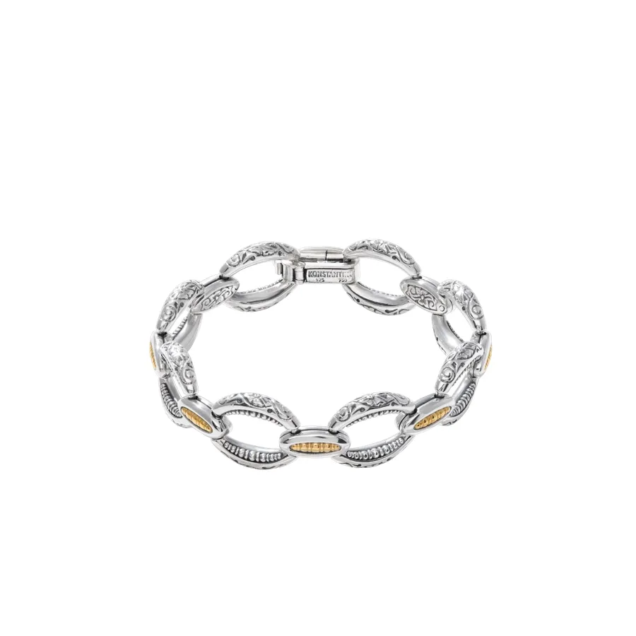 Konstantino Karia Collection Sterling and 18K Gold Cruise Delight Link Bracelet
