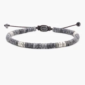 Labradorite Stone And Sterling Silver Disc Beads Bracelet