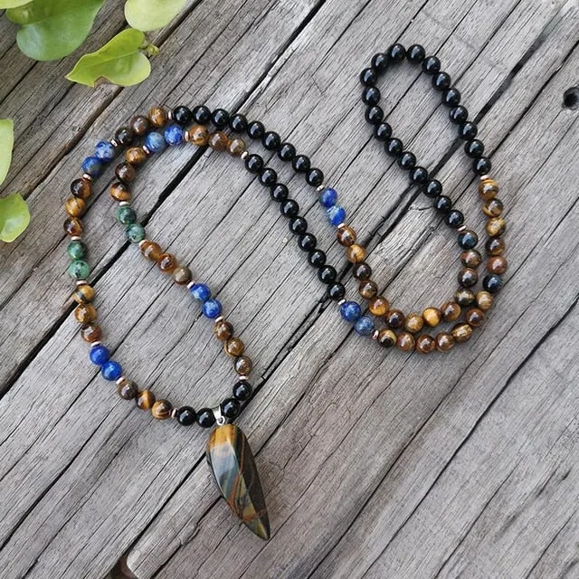 Lapis & Tigers Eye Mala Bracelet/Necklace/Set