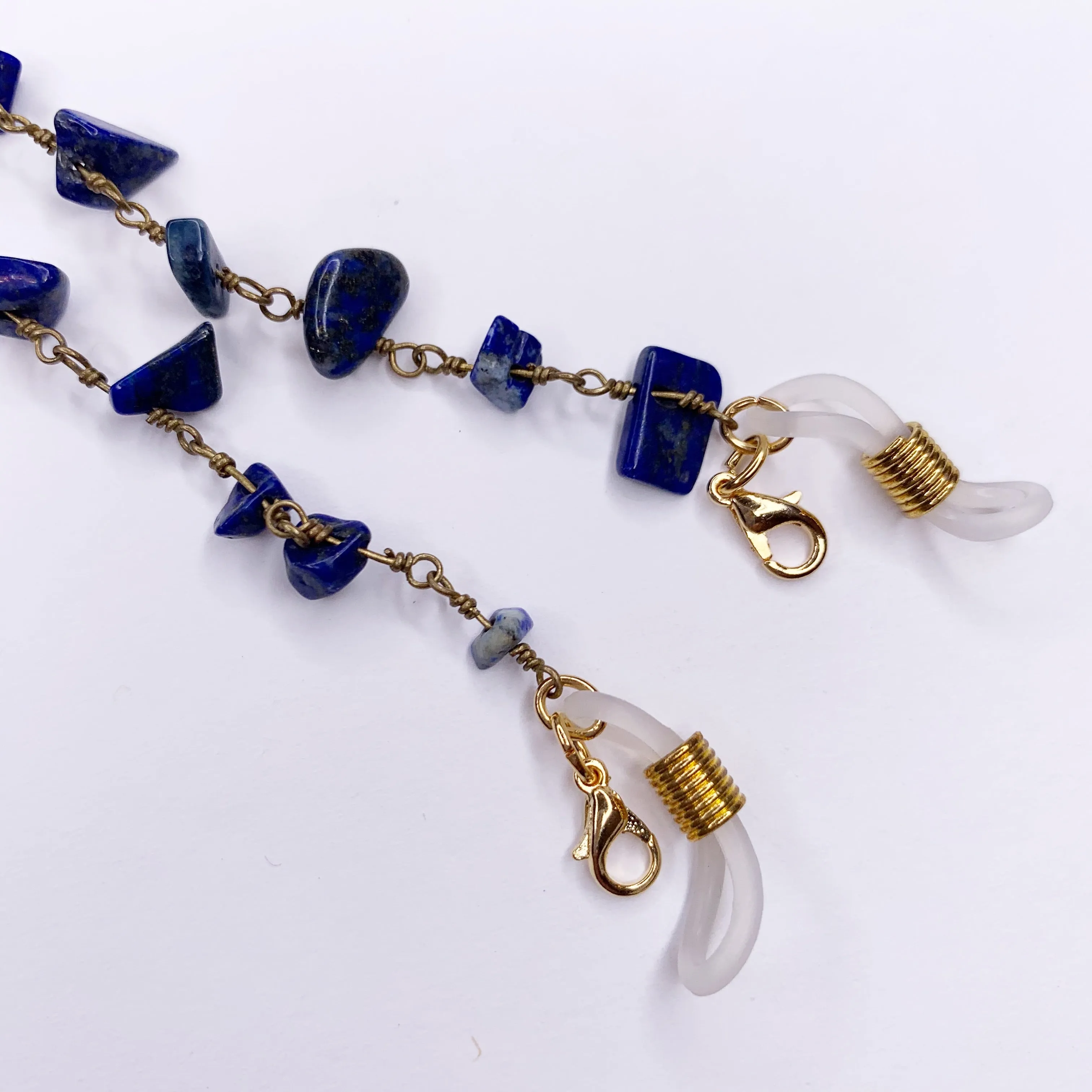 Lapis Gemstone Chips Mask/Glasses Strap