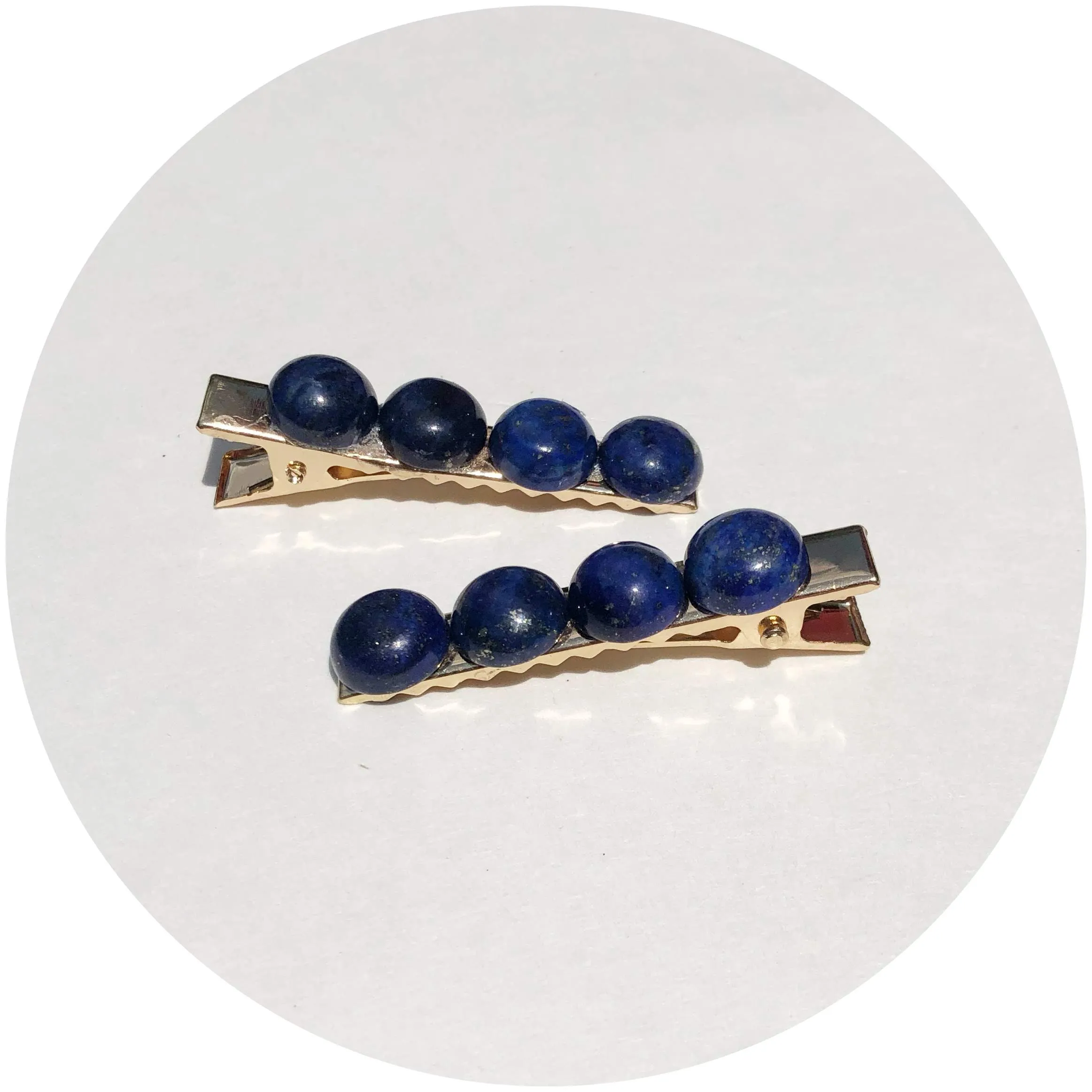 Lapis Gemstone Hair Clips