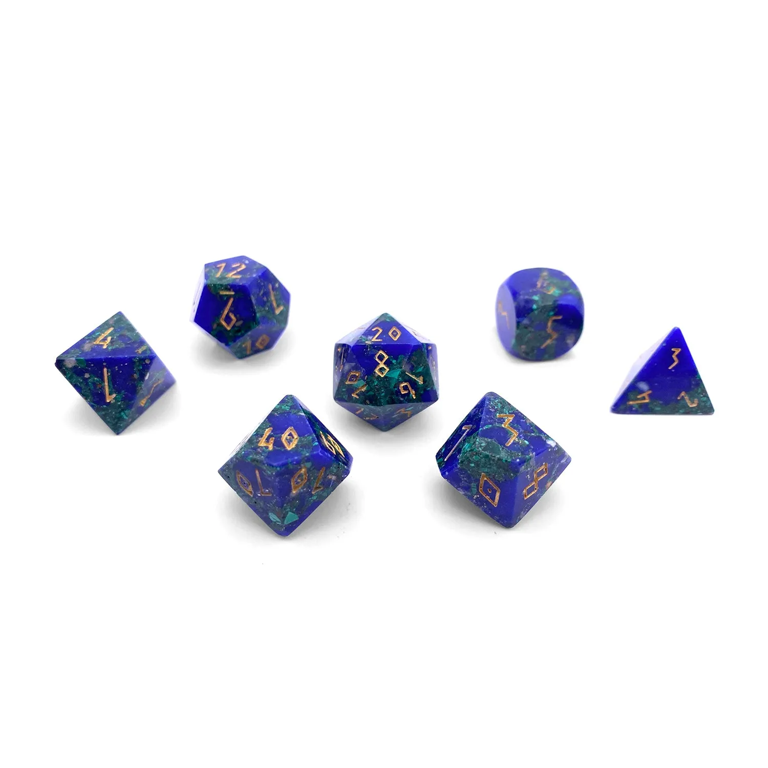 Lapis Malachite - 7 Piece RPG Set TruStone Dice