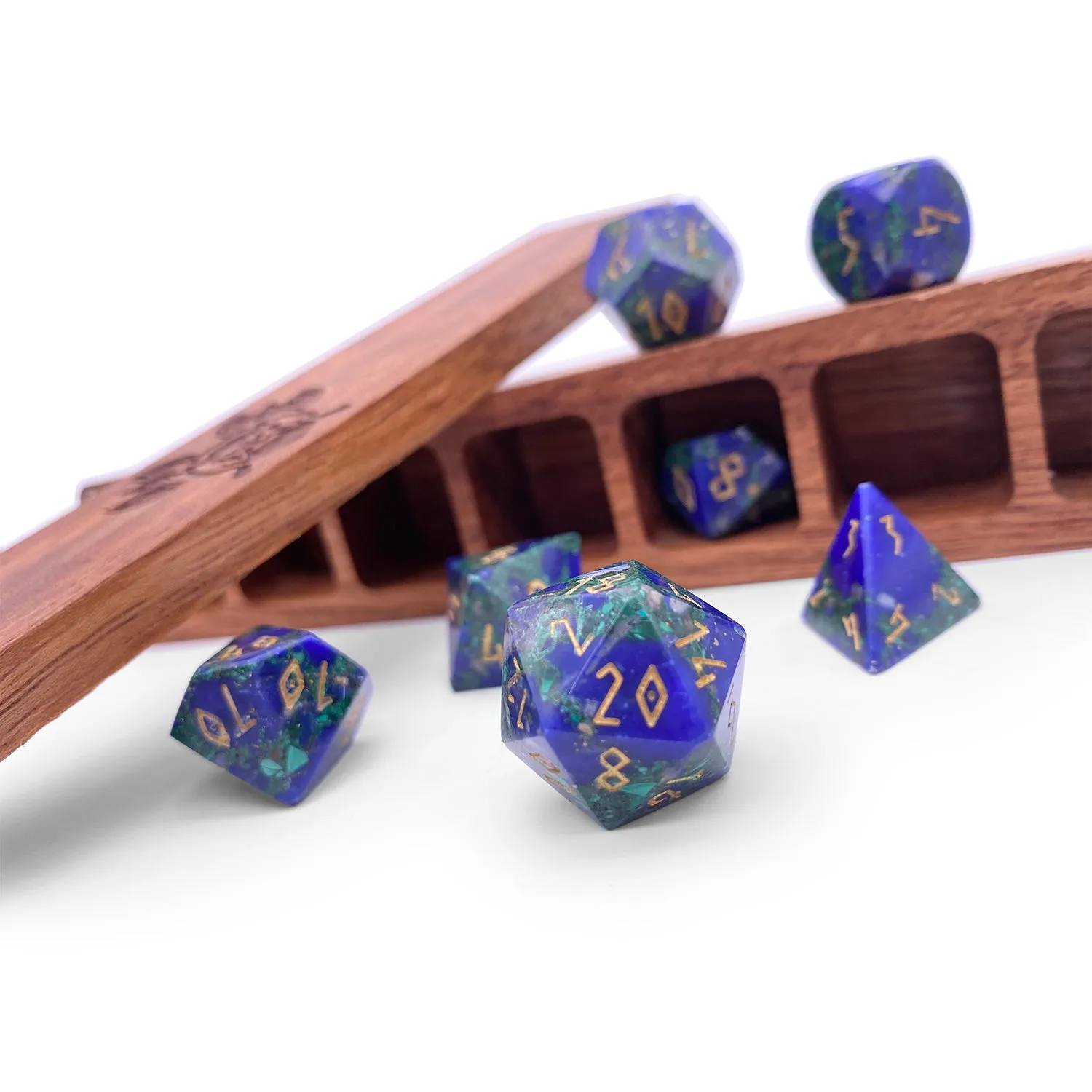 Lapis Malachite - 7 Piece RPG Set TruStone Dice