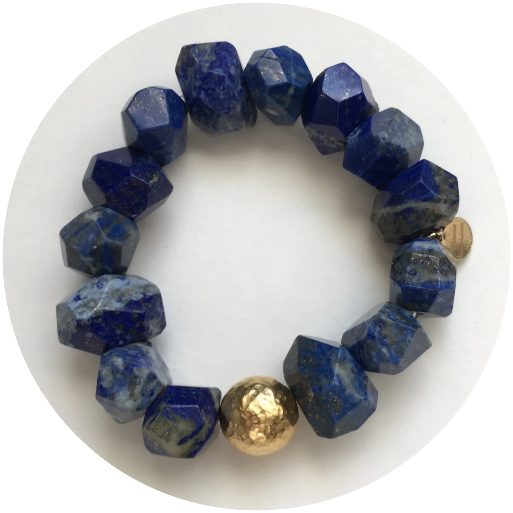Lapis Nugget with Hammered Gold Accent