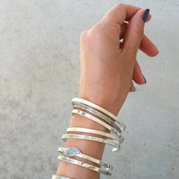 Leaf Sterling silver cuff bracelet featuring climbing vines gifts for her or him