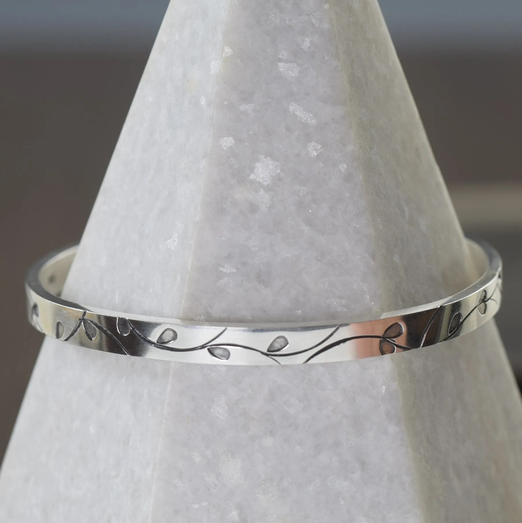 Leaf Sterling silver cuff bracelet featuring climbing vines gifts for her or him