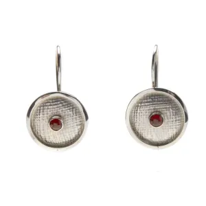 Linen Textured Garnet Earrings