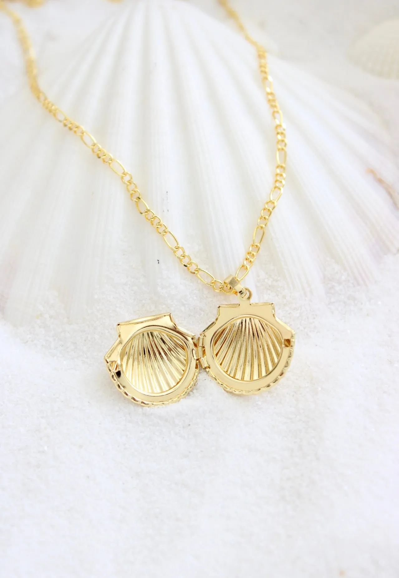 Locket Sea Shell Gold Plated Necklace