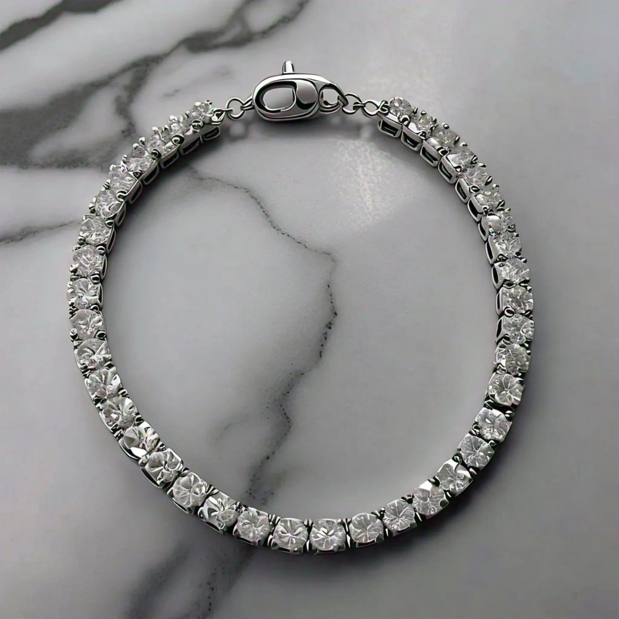 Lucina Moissanite Sterling Silver Man Tennis Bracelet Woman