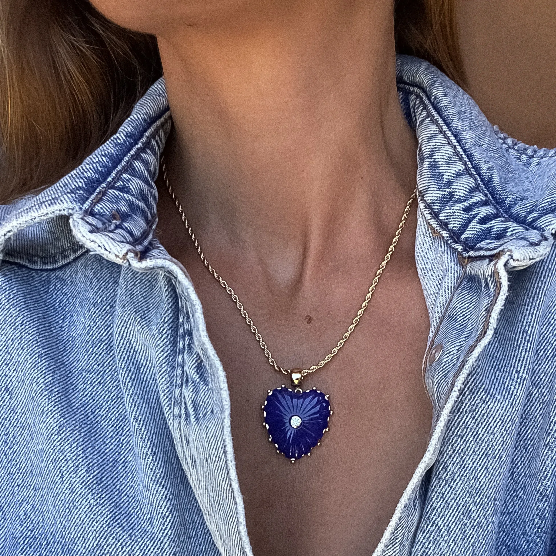 Malene Lapis Heart Rope Necklace
