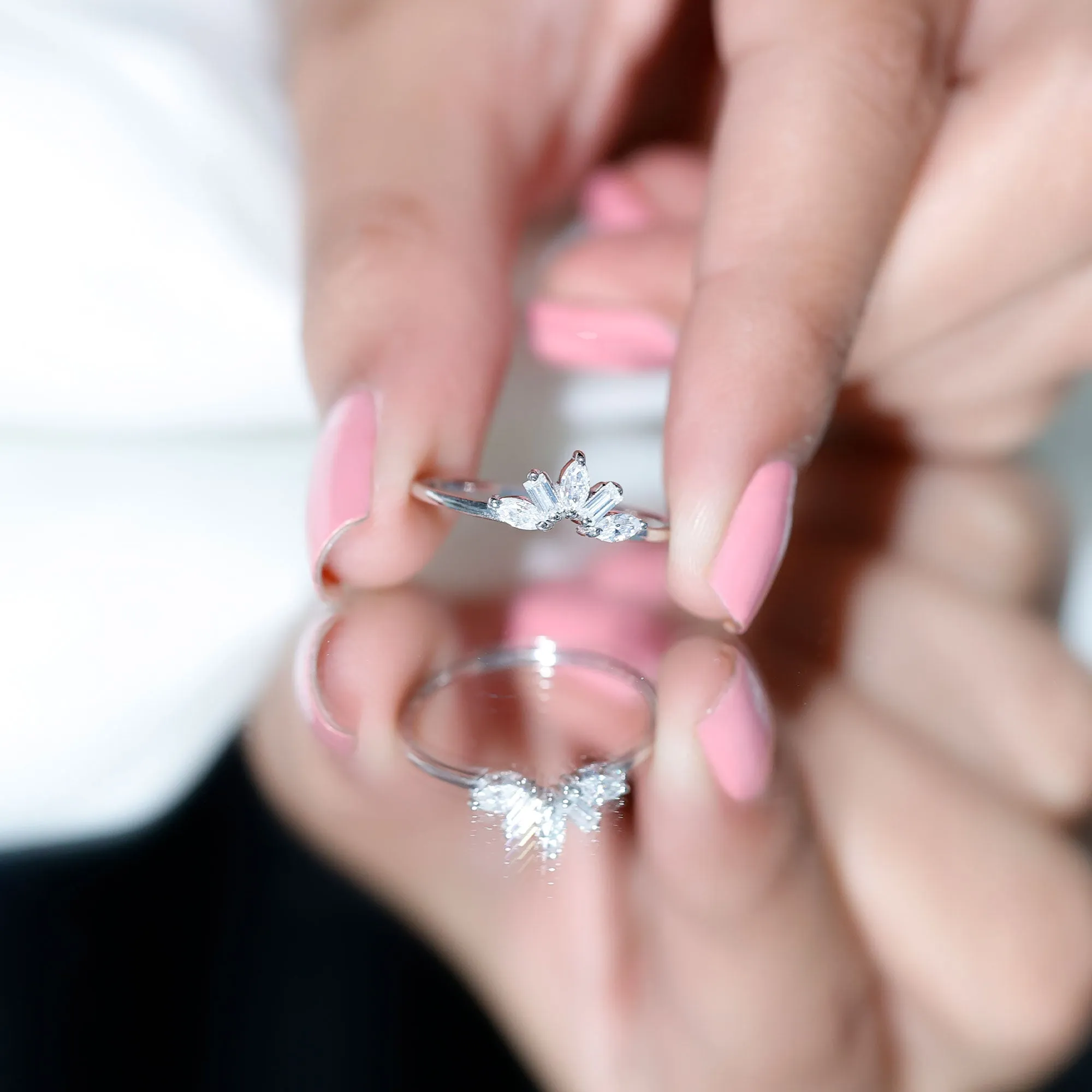 Marquise and Baguette Moissanite Enhancer Ring