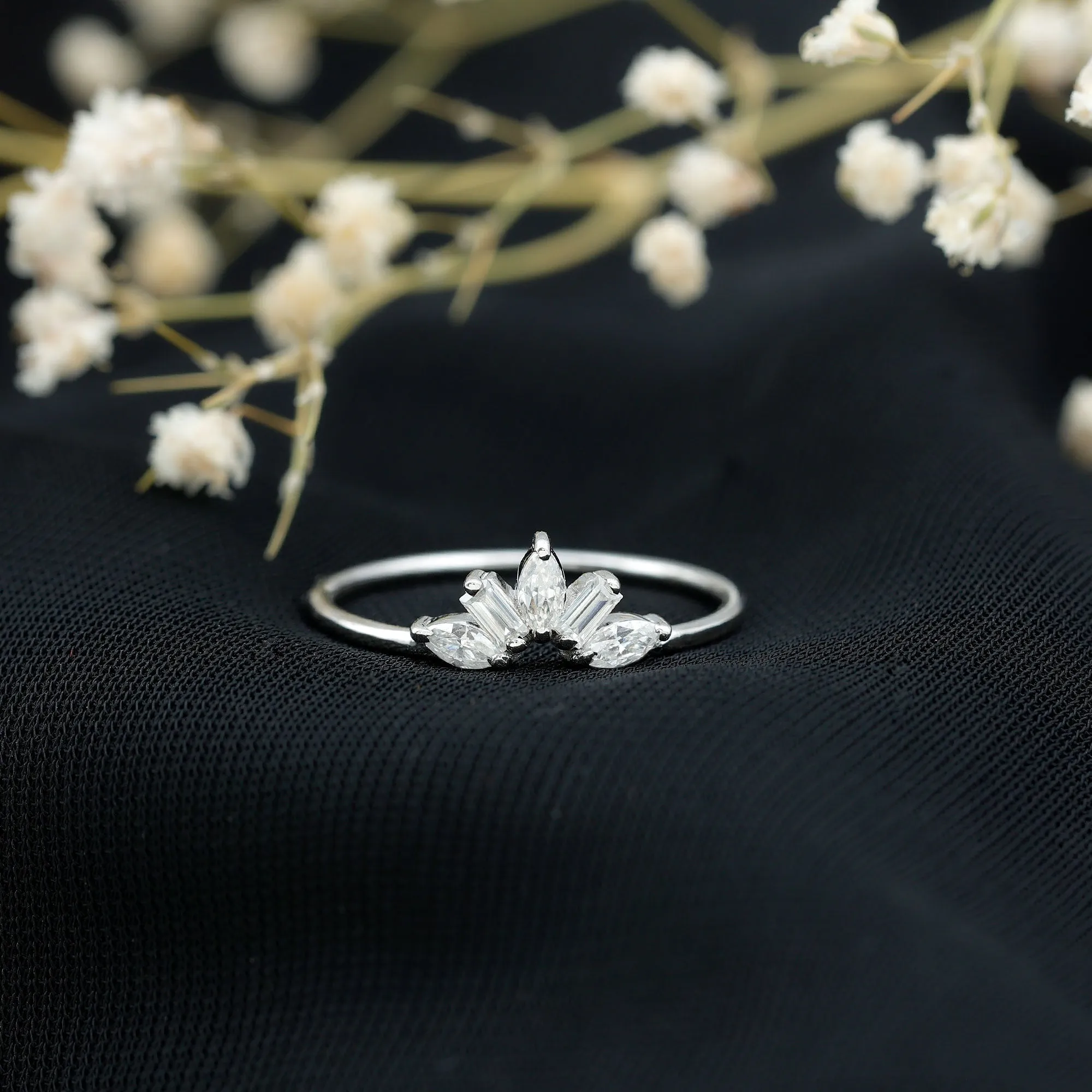 Marquise and Baguette Moissanite Enhancer Ring