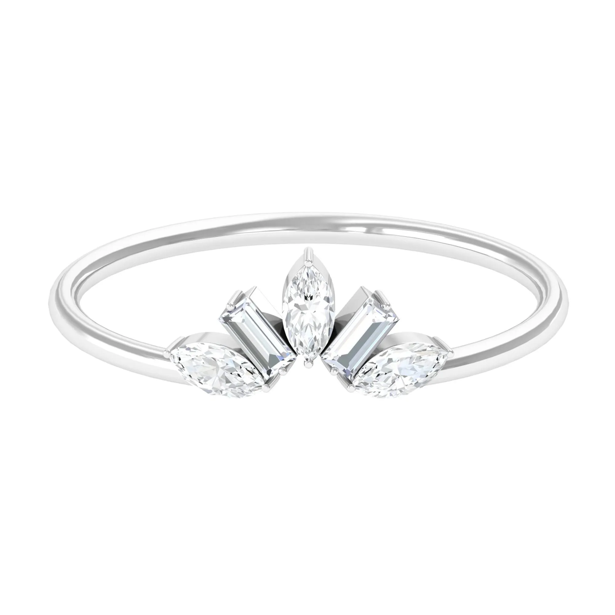 Marquise and Baguette Moissanite Enhancer Ring