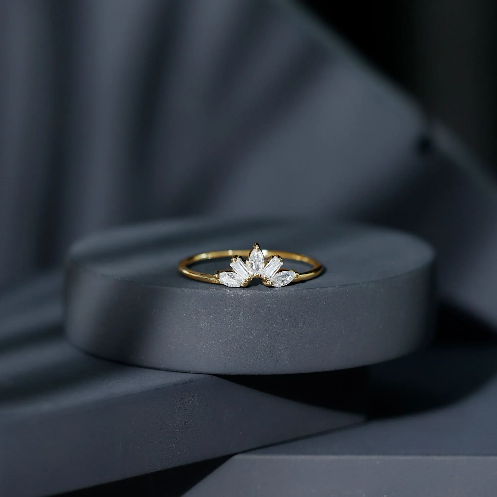 Marquise and Baguette Moissanite Enhancer Ring