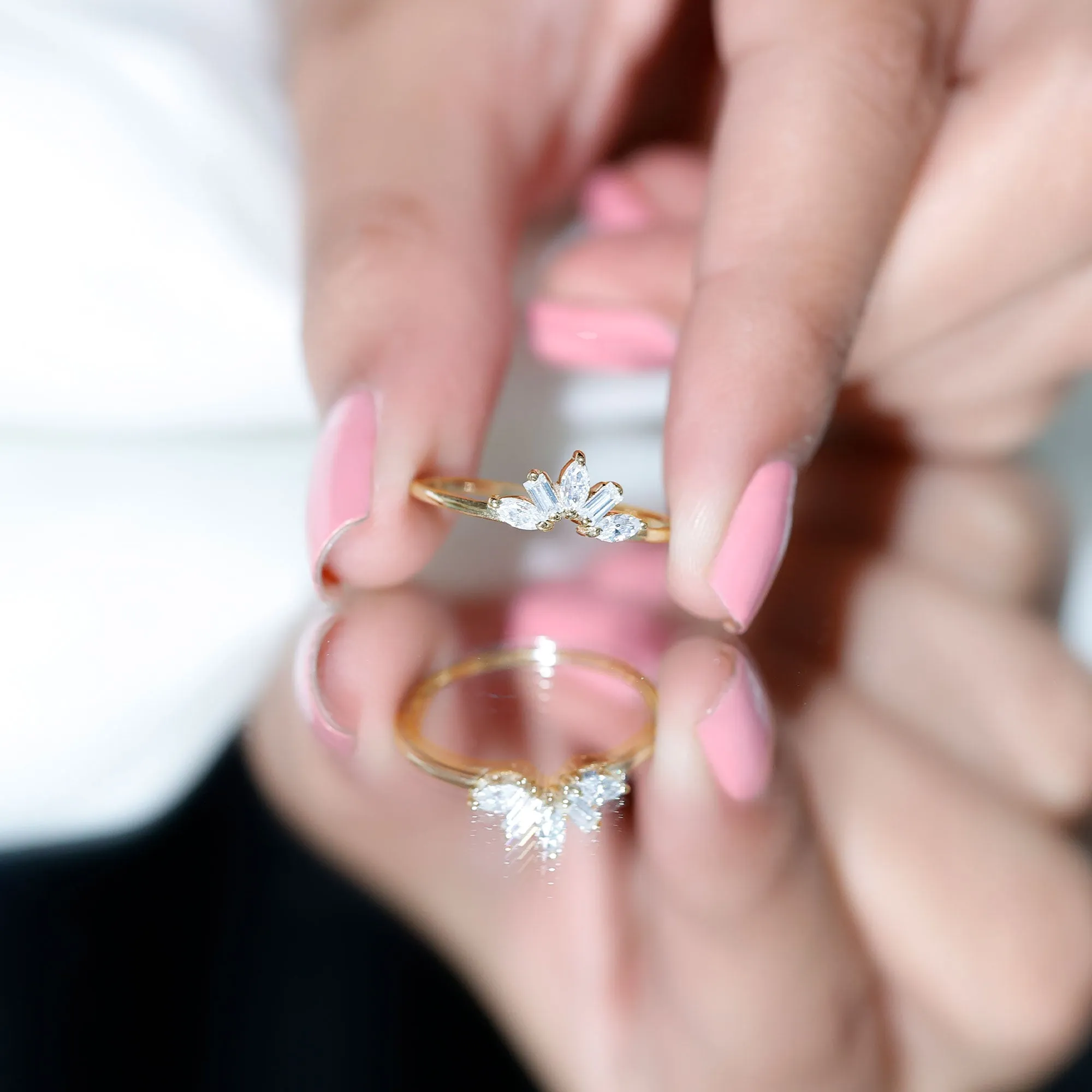 Marquise and Baguette Moissanite Enhancer Ring