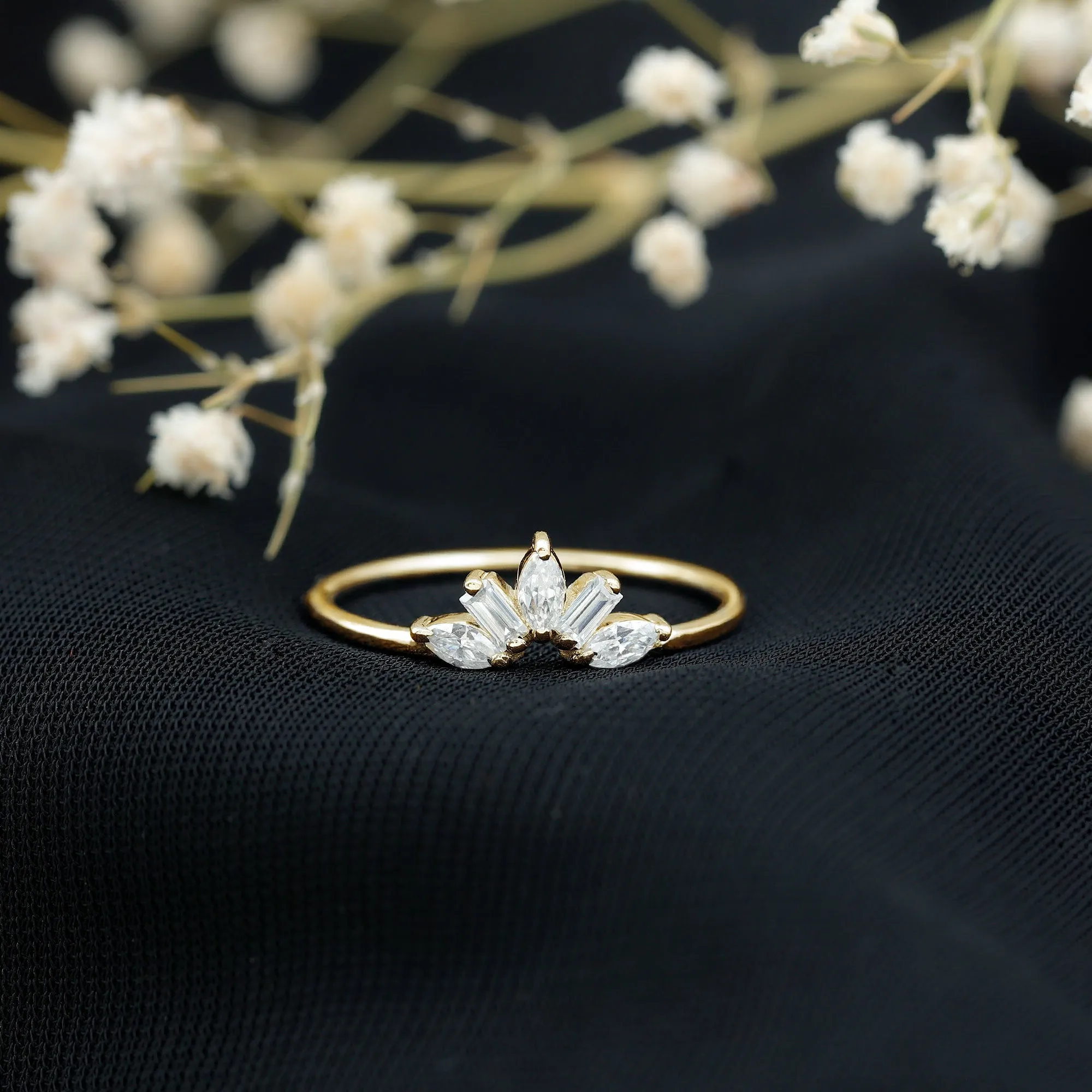 Marquise and Baguette Moissanite Enhancer Ring