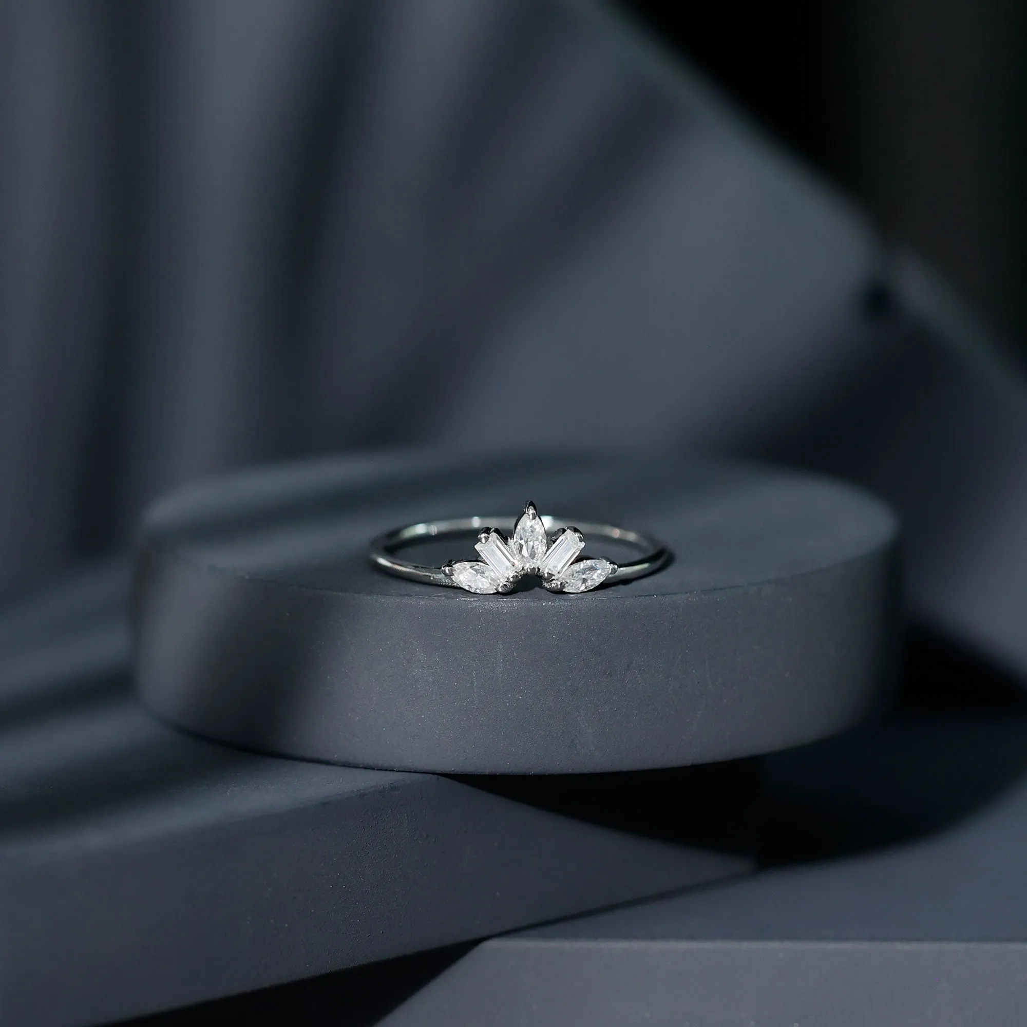 Marquise and Baguette Moissanite Enhancer Ring
