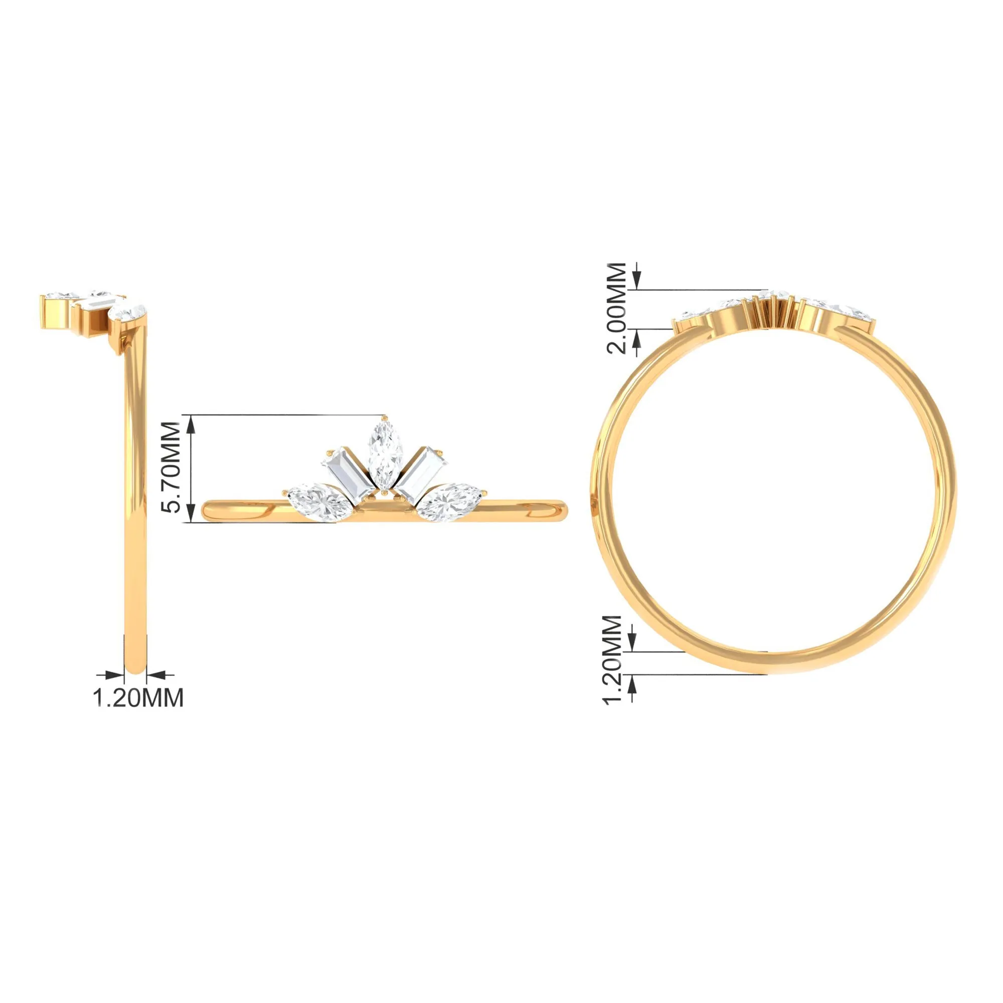 Marquise and Baguette Moissanite Enhancer Ring