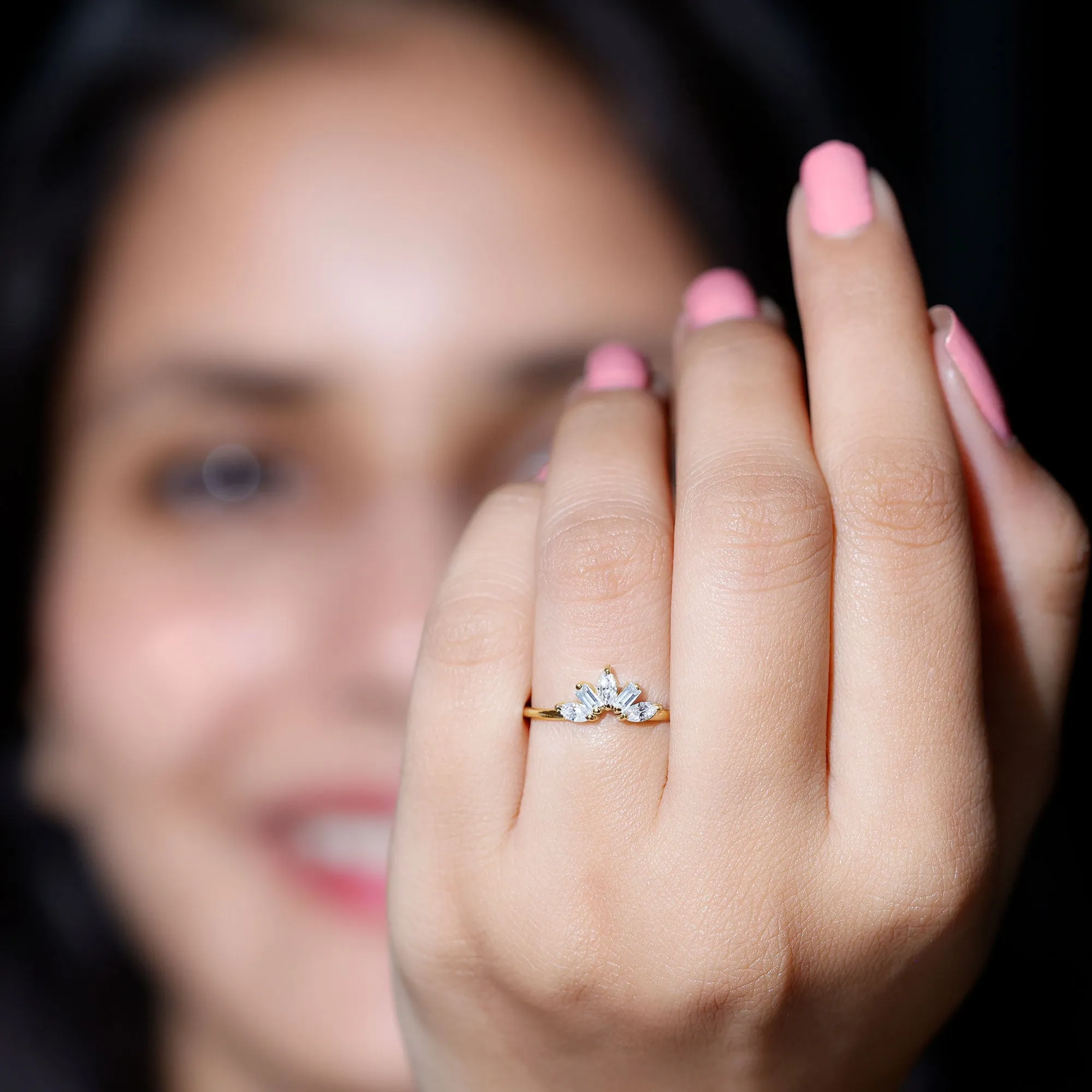 Marquise and Baguette Moissanite Enhancer Ring