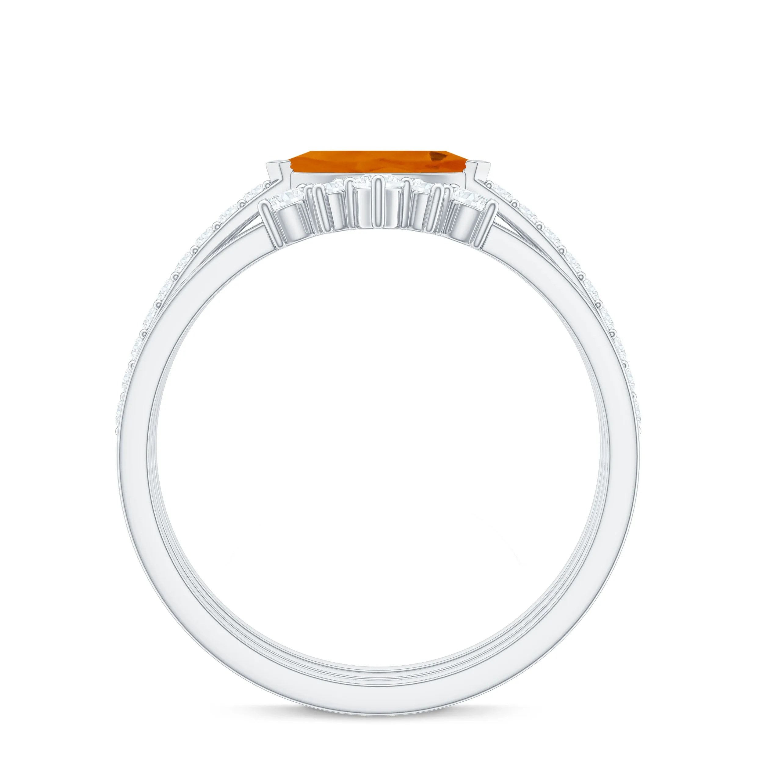 Marquise Shape Fire Opal Ring Set with Diamond
