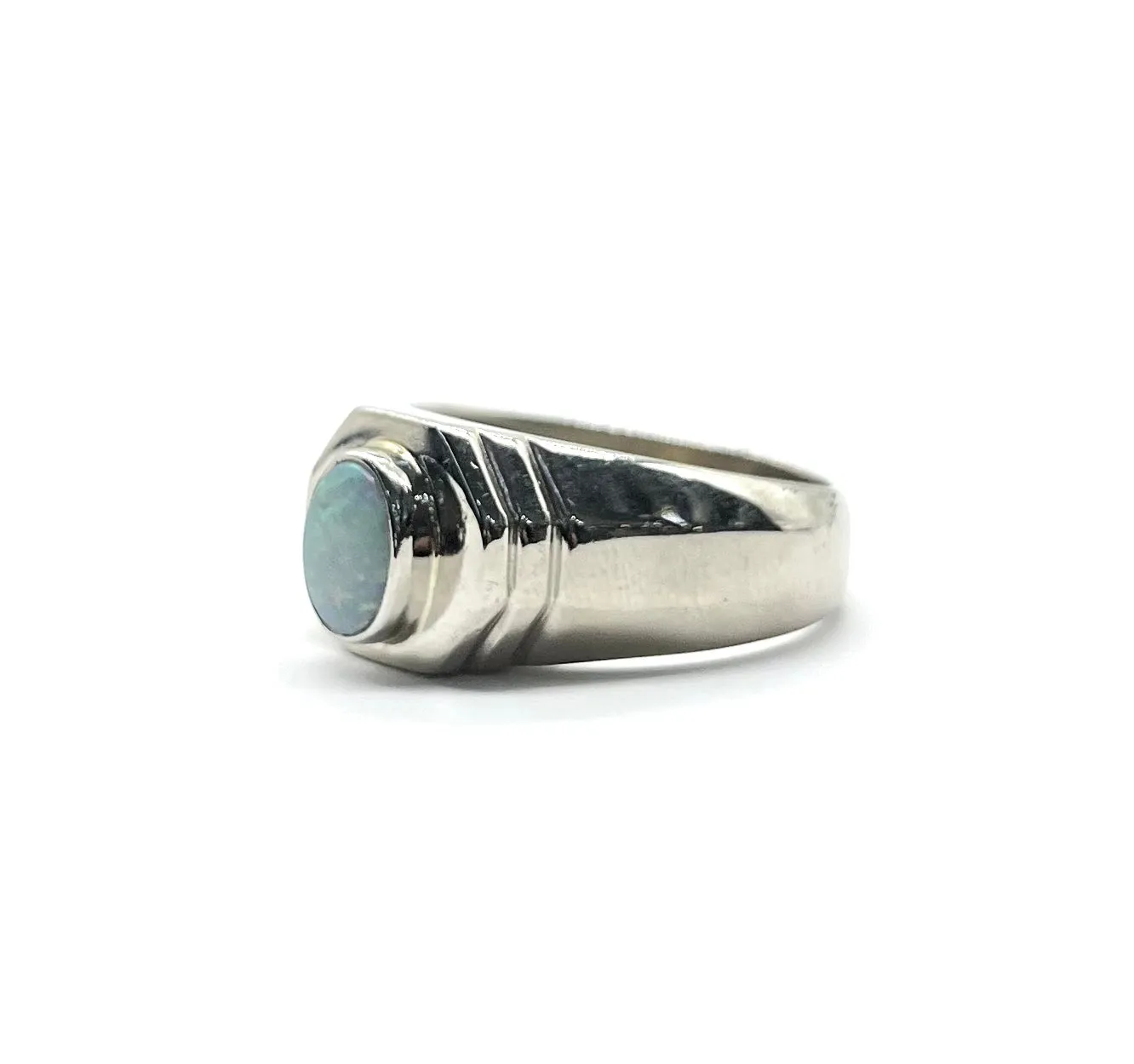Men’s White Gold Opal Ring