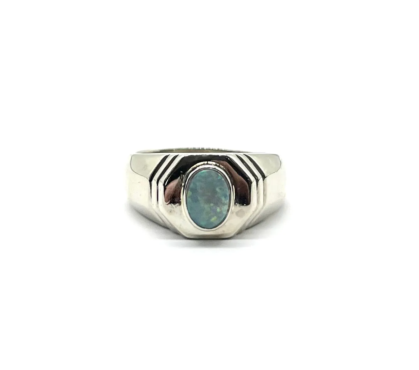 Men’s White Gold Opal Ring