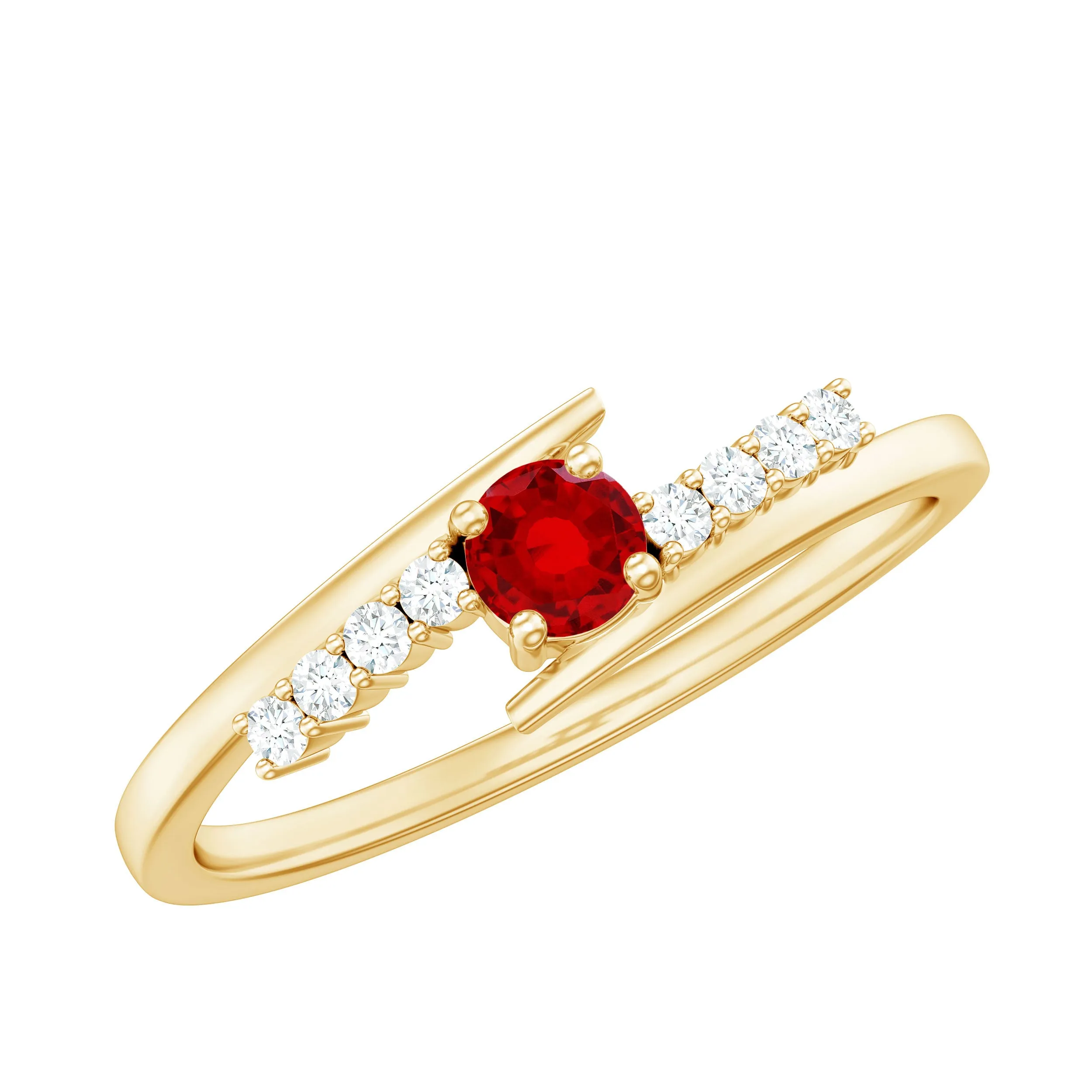 Minimal Lab Grown Ruby and Diamond Bypass Promise Ring