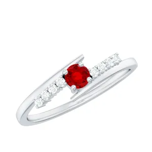 Minimal Lab Grown Ruby and Diamond Bypass Promise Ring