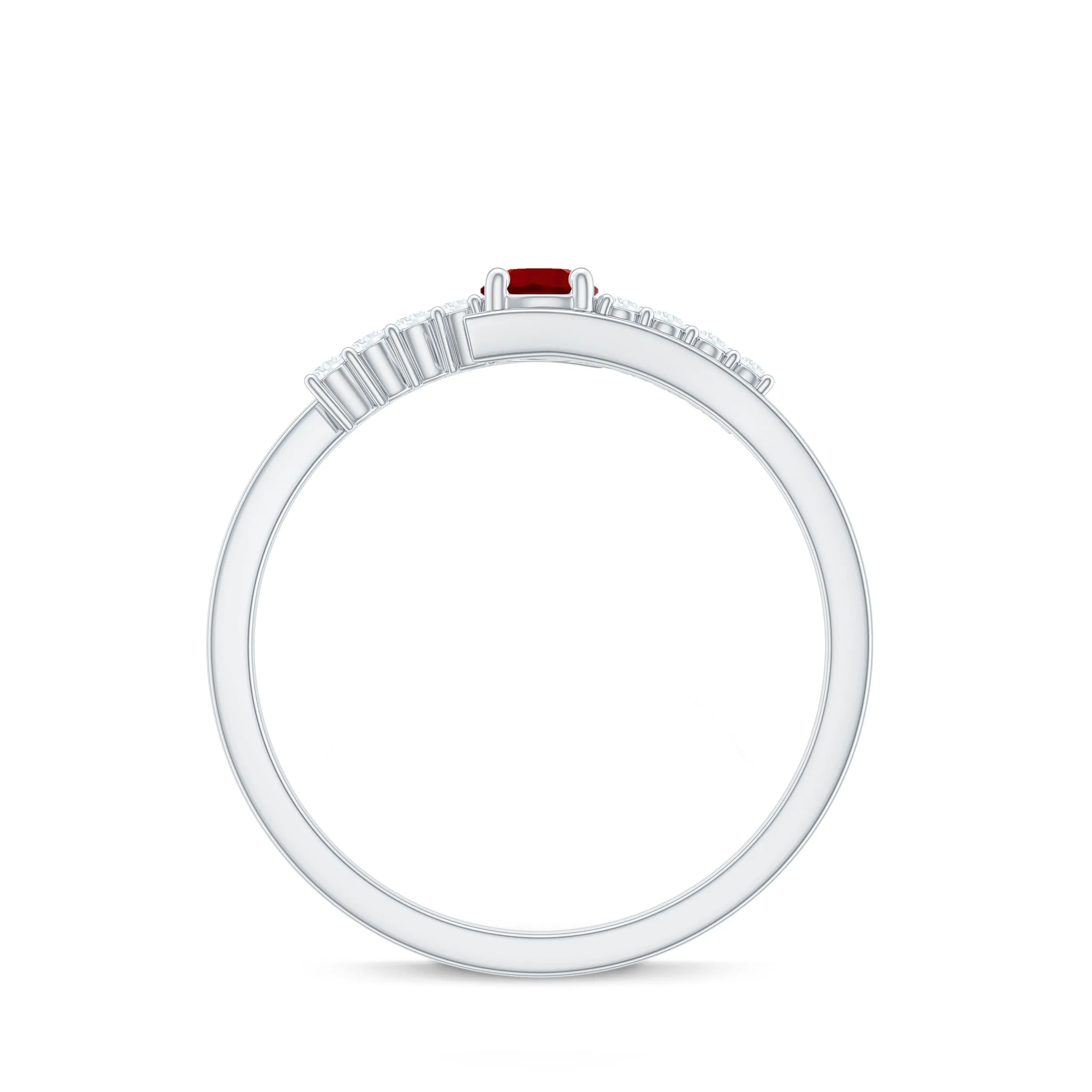 Minimal Lab Grown Ruby and Diamond Bypass Promise Ring