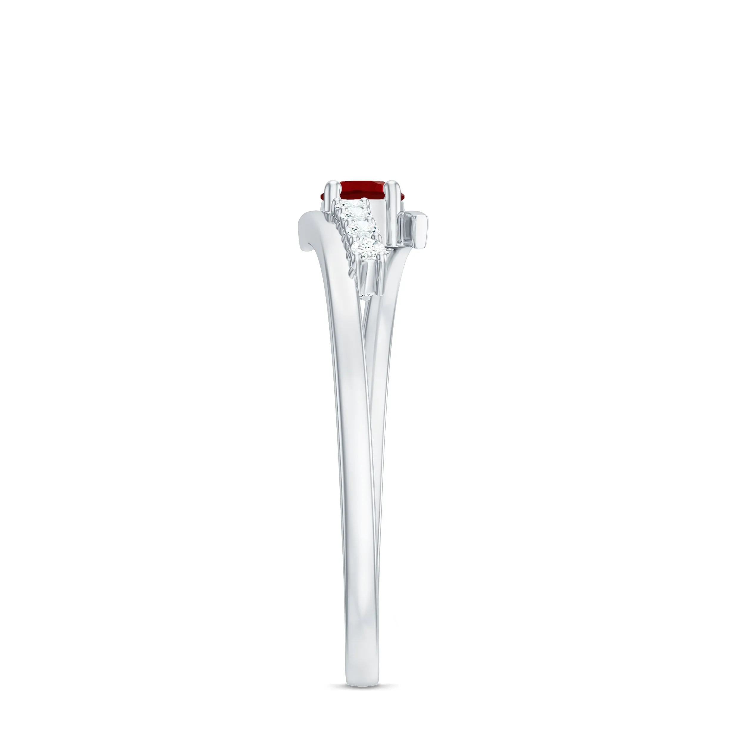 Minimal Lab Grown Ruby and Diamond Bypass Promise Ring