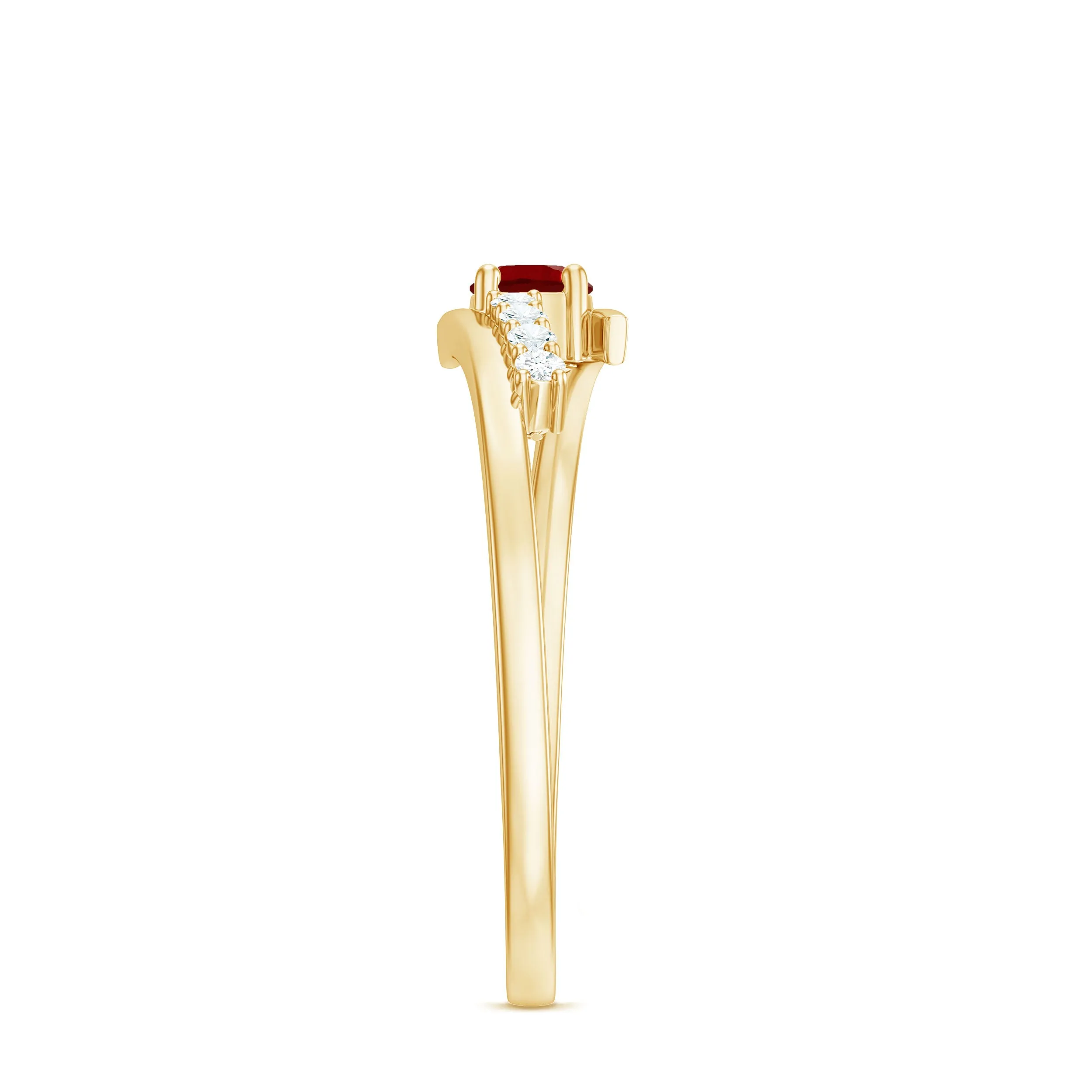 Minimal Lab Grown Ruby and Diamond Bypass Promise Ring