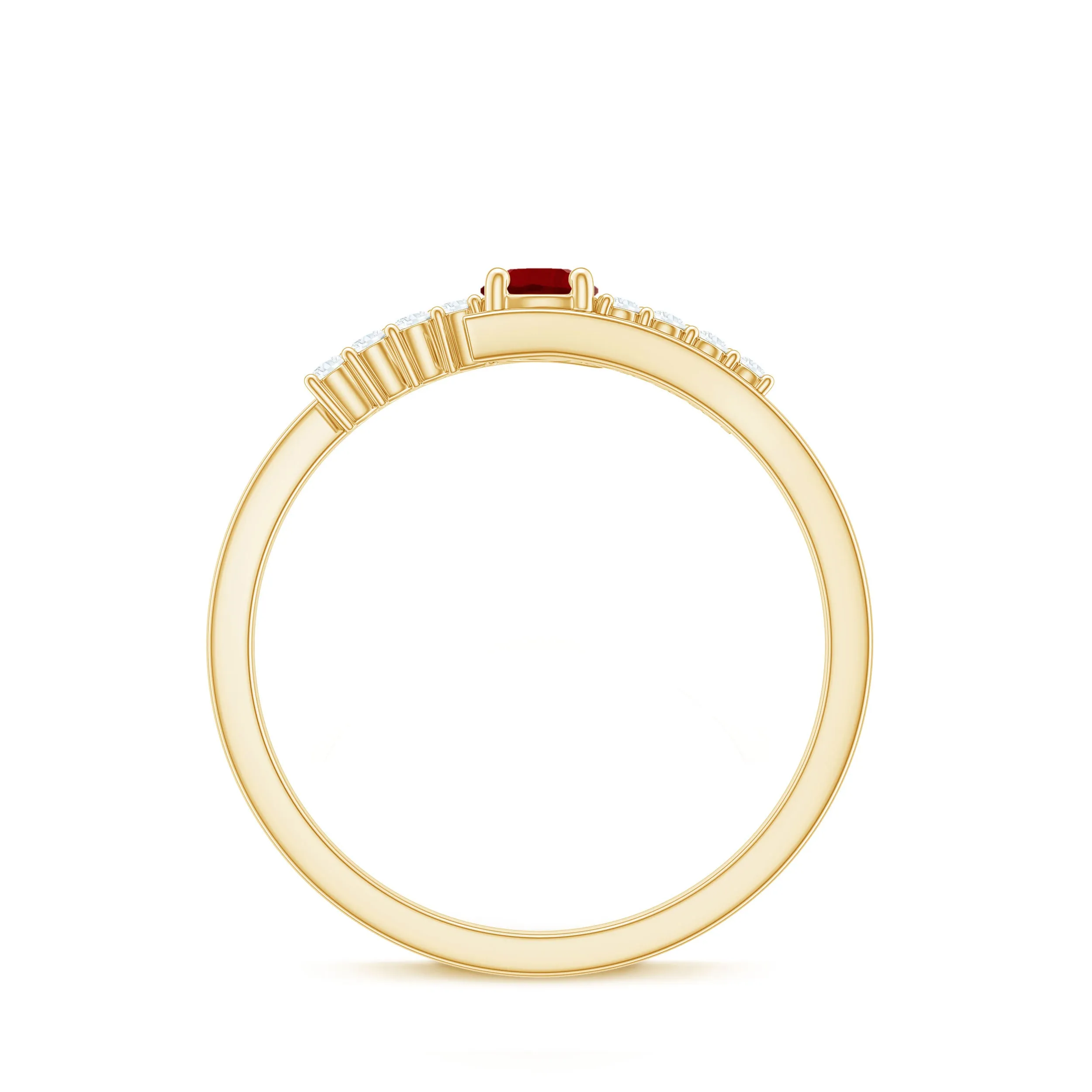 Minimal Lab Grown Ruby and Diamond Bypass Promise Ring