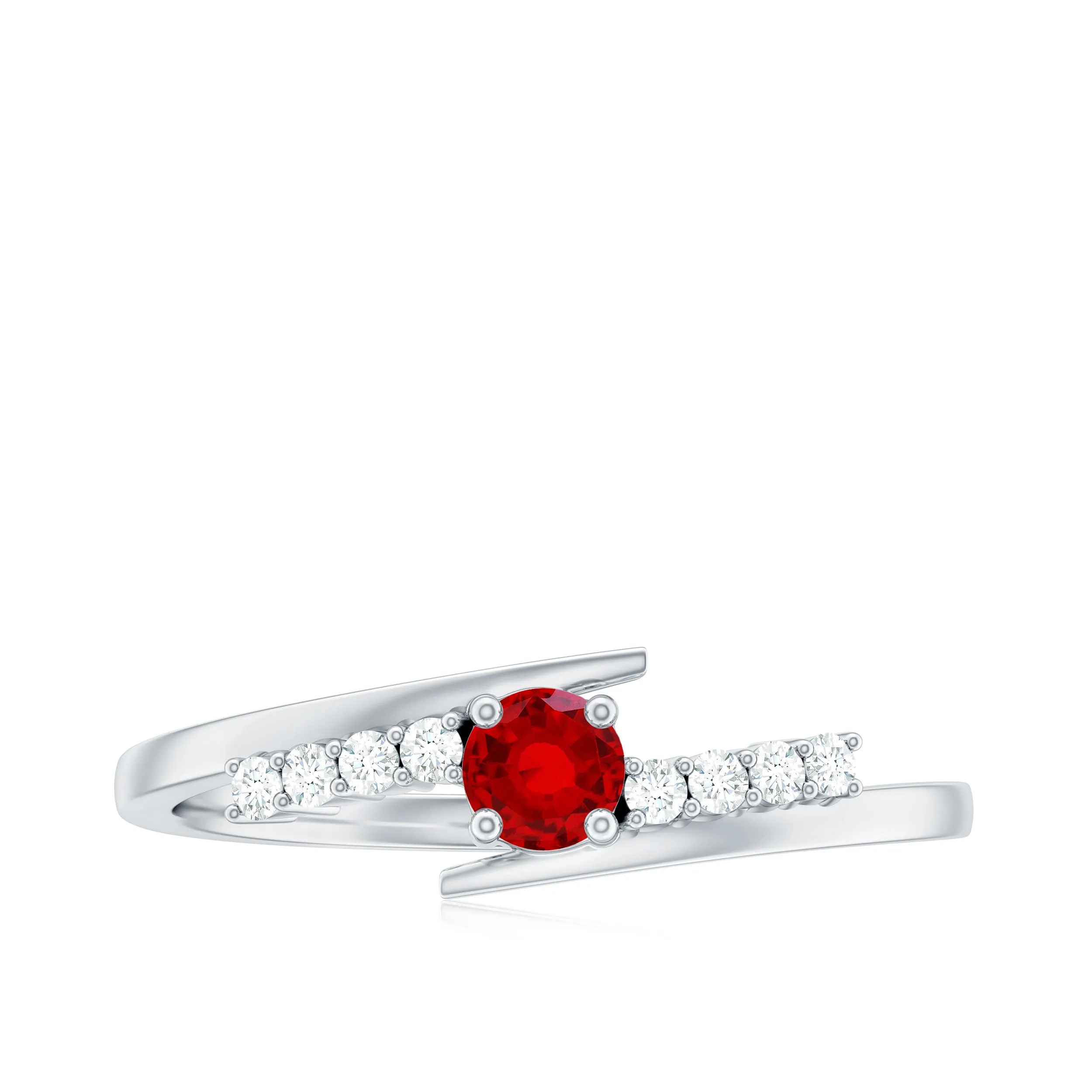 Minimal Lab Grown Ruby and Diamond Bypass Promise Ring